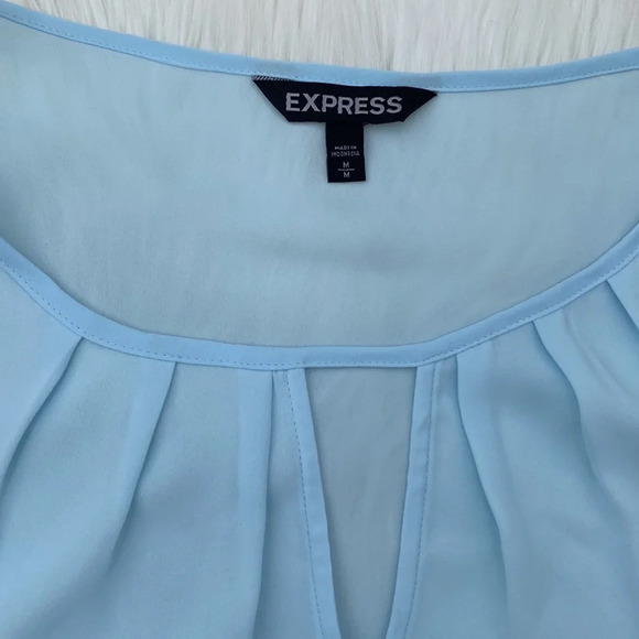 Express baby blue chiffon three quarter sleeve top - Picture 3 of 4